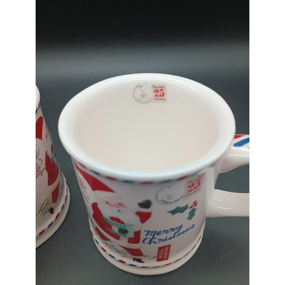Sur La Table Santa Claus Post Card Mugs Child Hot Chocolate Espresso 8 Oz